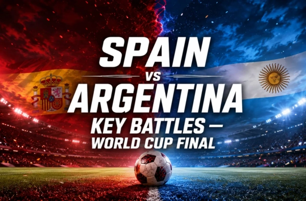 Spain vs Argentina key battles graphic for the 2026 World Cup final