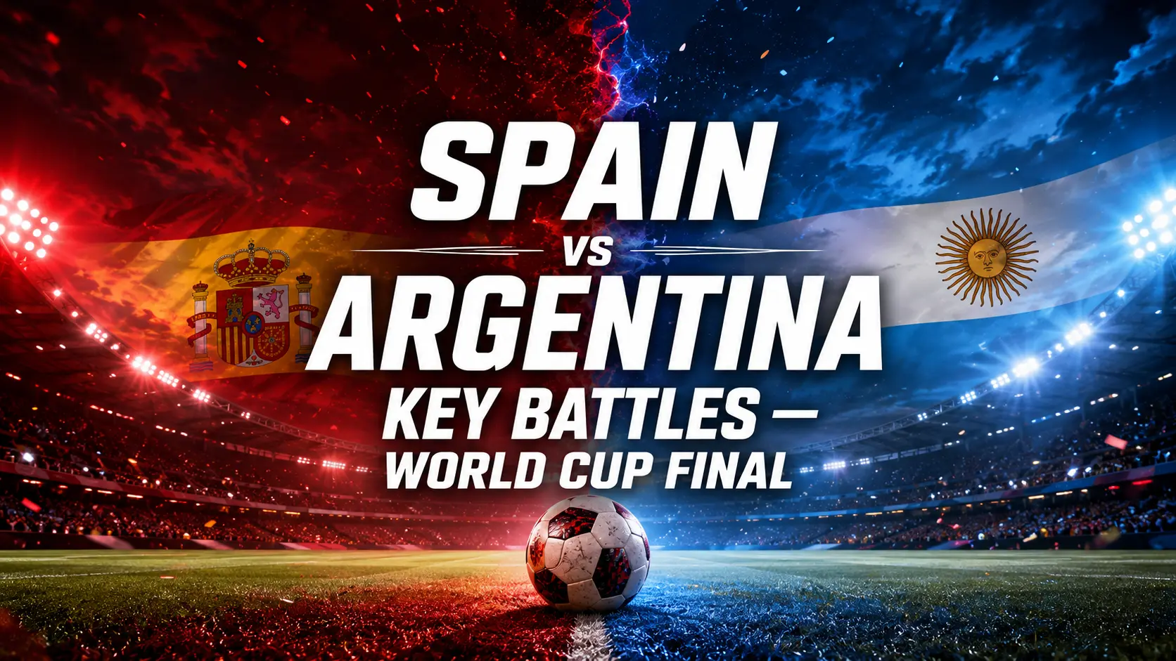Spain vs Argentina key battles graphic for the 2026 World Cup final