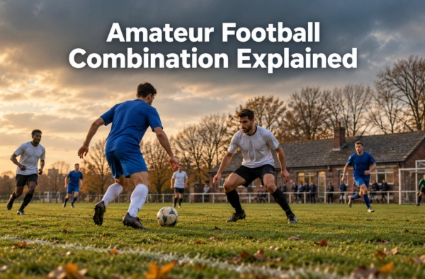 Amateur football match on a London park pitch with the title Amateur Football Combination Explained