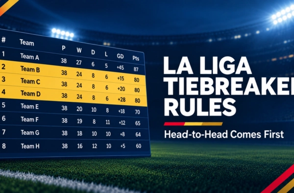 la liga tiebreaker rules - La Liga table showing three teams level on 80 points with different goal differences
